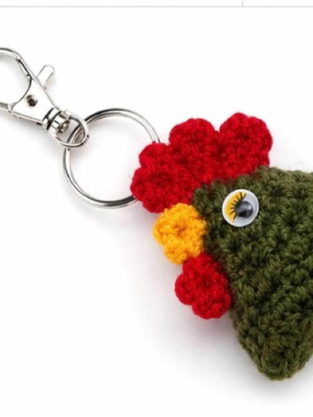 Handmade Crochet Chicken Keychain animal charm 1.5 inch for keys, bagpack purse